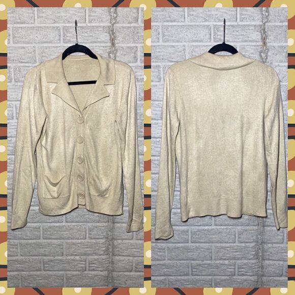💙BHS Cream Button-up cardigan Women's Size 10 - Picture 1 of 10